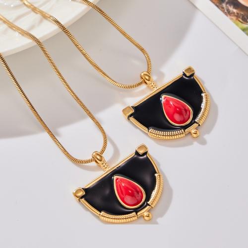 Stainless Steel Jewelry Necklace, 304 Stainless Steel, gold color plated, fashion jewelry & enamel, more colors for choice, Sold By PC