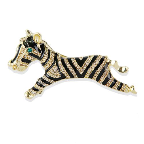 Enamel Brooch, Tibetan Style, Zebra, gold color plated, Unisex & with rhinestone, Sold By PC
