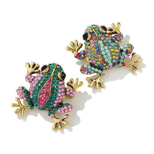 Broches de Diamantes de Imitación, aleación de zinc, Rana, Joyería & unisexo & con diamantes de imitación, más colores para la opción, Vendido por UD