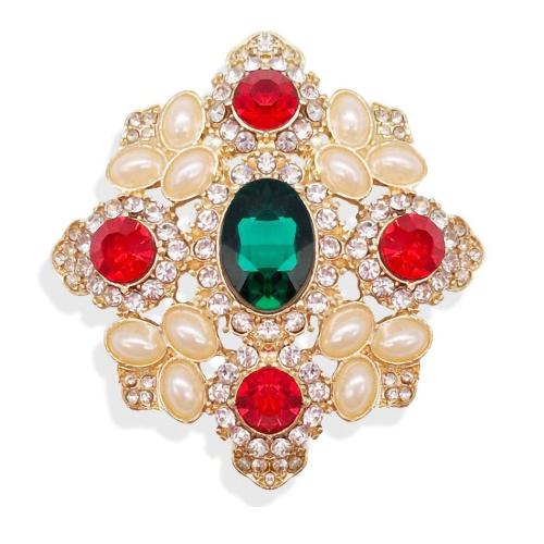 Rhinestone Brooch, Tibetan Style, with Plastic Pearl, for woman & with rhinestone & hollow, Sold By PC