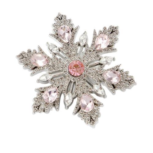 Rhinestone Brooch, Tibetan Style, Snowflake, plated, for woman & with rhinestone & hollow, Sold By PC