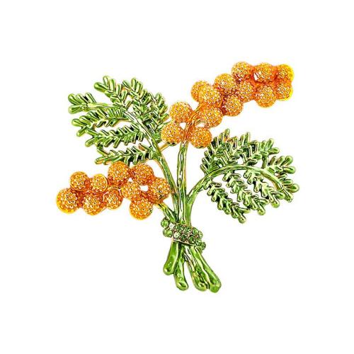 Enamel Brooch, Tibetan Style, Leaf, Unisex & with rhinestone, Sold By PC