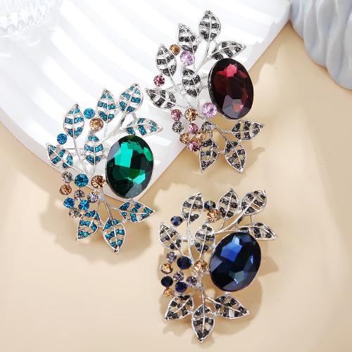 Rhinestone Brooch, Tibetan Style, Unisex & with rhinestone & hollow, more colors for choice, Sold By PC