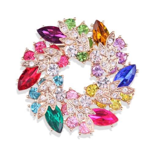 Rhinestone Brooch, Tibetan Style, plated, for woman & with rhinestone & hollow, more colors for choice, Sold By PC