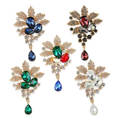 Rhinestone Brooch, Tibetan Style, Flower, plated, Unisex & with rhinestone & hollow, more colors for choice, Sold By PC