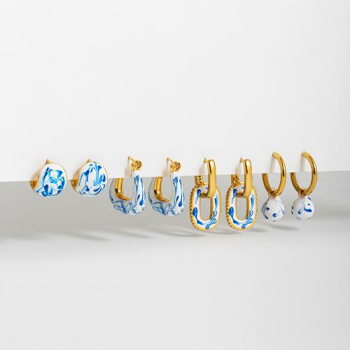 Brass Drop Earring, 18K gold plated, different styles for choice & for woman & enamel, Sold By Pair