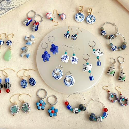 Porcelain Earrings, Brass, with Porcelain, handmade, fashion jewelry & different styles for choice & for woman, Sold By Pair