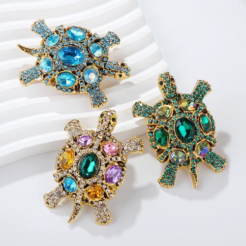 Rhinestone Brooch, Tibetan Style, Turtle, antique gold color plated, fashion jewelry & for woman & with rhinestone, more colors for choice, Sold By PC