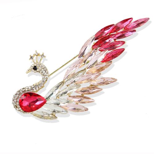 Rhinestone Brooch, Tibetan Style, Peacock, plated, for woman & with rhinestone & hollow, more colors for choice, Sold By PC