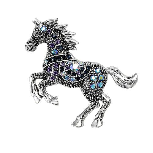 Rhinestone Brooch, Tibetan Style, Horse, plated, fashion jewelry & for woman & with rhinestone, more colors for choice, Sold By PC