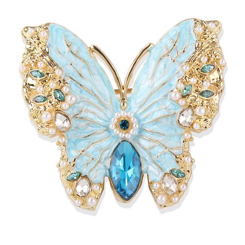 Enamel Brooch, Tibetan Style, with Plastic Pearl, Butterfly, plated, for woman & with rhinestone, more colors for choice, Sold By PC