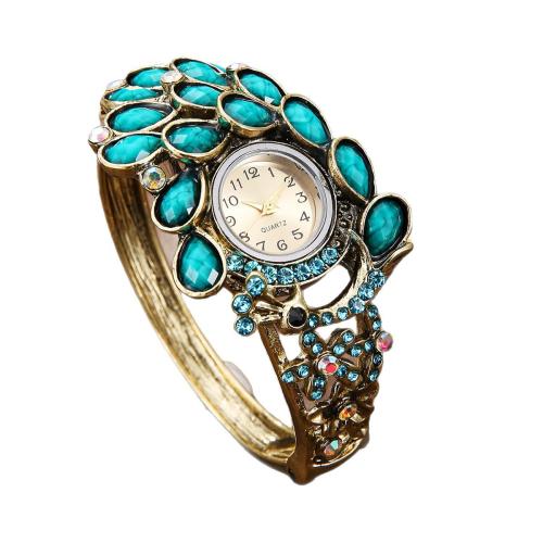 Bangle Watch, Alloy, with Glass & 304 Stainless Steel, plated, fashion jewelry & for woman & with rhinestone, more colors for choice, Length:21 cm, Sold By PC