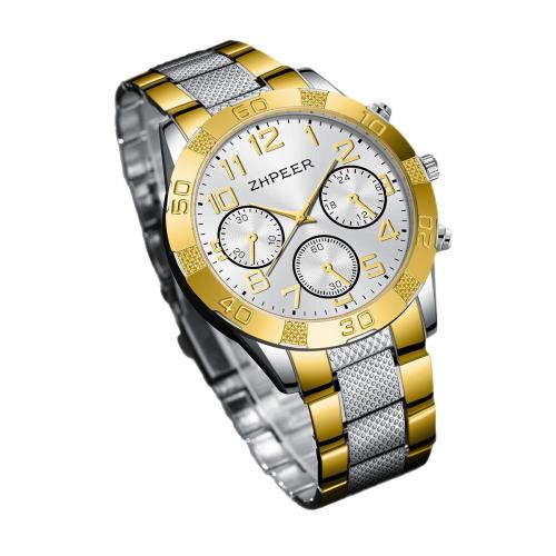 Men Wrist Watch, Alloy, with Glass & 304 Stainless Steel, plated, fashion jewelry & for man & with rhinestone, more colors for choice, Length:23 cm, Sold By PC