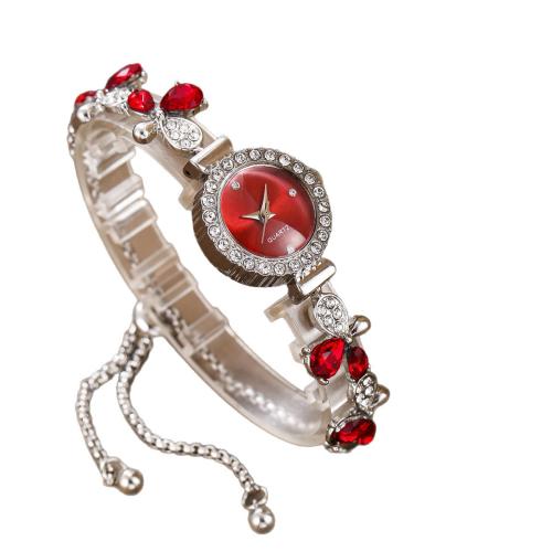 Women Watch Bracelet, Alloy, with Glass & 304 Stainless Steel, plated, fashion jewelry & for woman & with rhinestone, more colors for choice, Length:25 cm, Sold By PC