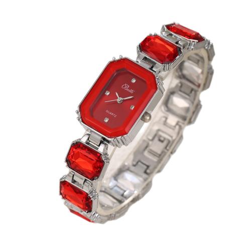 Women Watch Bracelet, 304 Stainless Steel, with Glass, plated, fashion jewelry & for woman & with rhinestone, more colors for choice, Length:22 cm, Sold By PC
