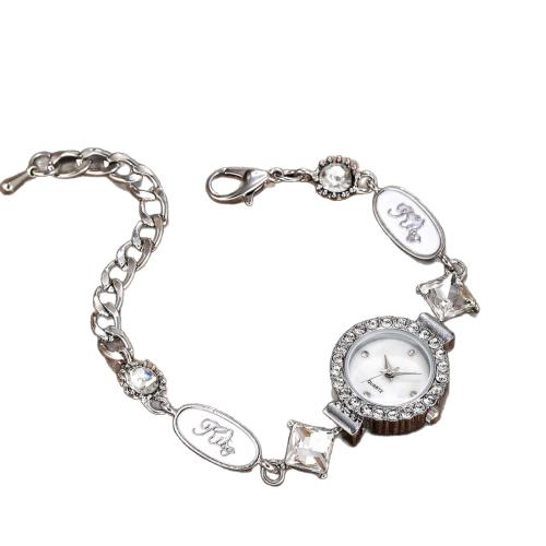 Women Watch Bracelet, Alloy, with Glass & 304 Stainless Steel, plated, fashion jewelry & for woman & with rhinestone, more colors for choice, Length:23 cm, Sold By PC