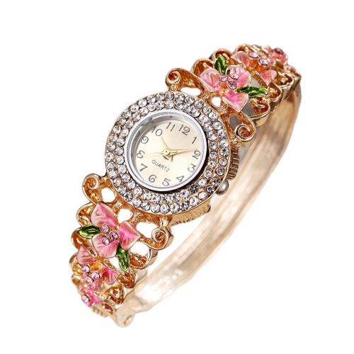 Bangle Watch, Alloy, with Glass & 304 Stainless Steel, plated, fashion jewelry & for woman & with rhinestone, more colors for choice, Length:20 cm, Sold By PC