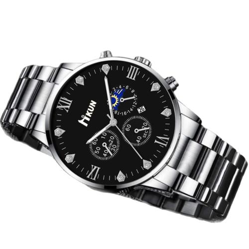 Men Wrist Watch, Alloy, with Glass & 304 Stainless Steel, plated, fashion jewelry & for man & with rhinestone, more colors for choice, Length:25 cm, Sold By PC