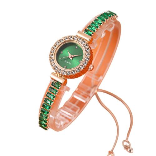 Women Watch Bracelet, Alloy, with Glass & 304 Stainless Steel, plated, fashion jewelry & for woman & with rhinestone, more colors for choice, Sold By PC