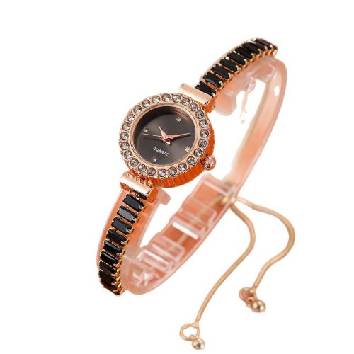 Women Watch Bracelet, Alloy, with Glass & 304 Stainless Steel, plated, fashion jewelry & for woman & with rhinestone, more colors for choice, Sold By PC