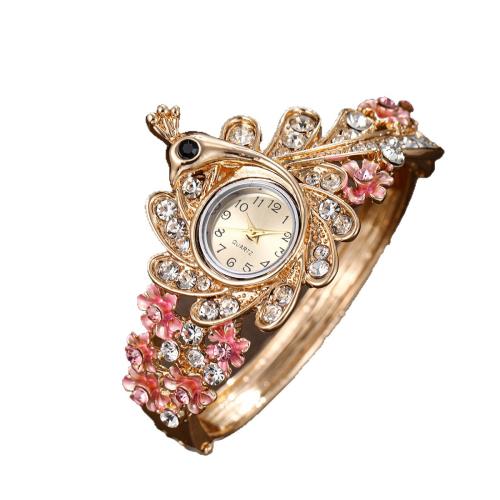 Bangle Watch, Alloy, with Glass & 304 Stainless Steel, plated, fashion jewelry & for woman & with rhinestone, more colors for choice, Length:20 cm, Sold By PC