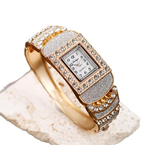 Bangle Watch, Alloy, with Glass, plated, fashion jewelry & with rhinestone, more colors for choice, Length:20 cm, Sold By PC