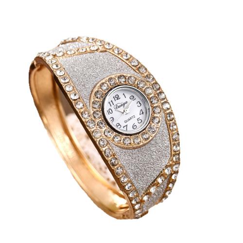 Bangle Watch, Alloy, with Glass, plated, fashion jewelry & for woman & with rhinestone, more colors for choice, Length:20 cm, Sold By PC