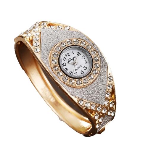 Bangle Watch, Alloy, with Glass, plated, fashion jewelry & for woman & with rhinestone, more colors for choice, Length:21 cm, Sold By PC