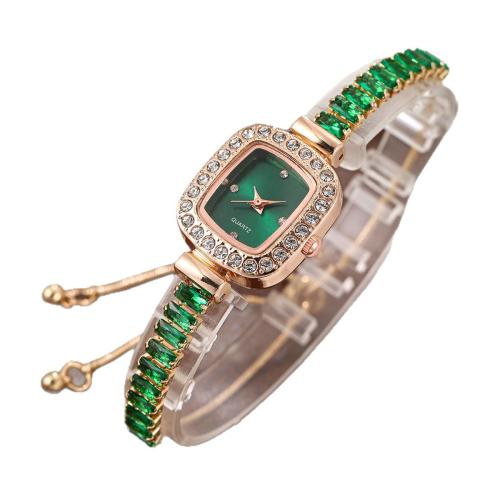 Women Watch Bracelet, Alloy, with Glass, plated, fashion jewelry & for woman & with rhinestone, more colors for choice, Length:27 cm, Sold By PC