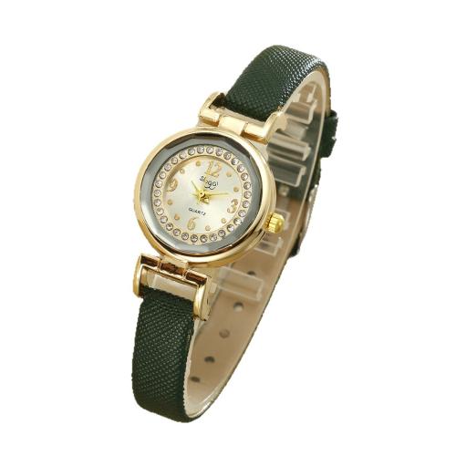 Women Wrist Watch, Alloy, with Faux Leather & Glass & 304 Stainless Steel, plated, fashion jewelry & for woman & with rhinestone, more colors for choice, Length:21.5 cm, Sold By PC