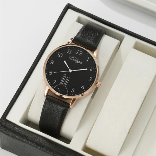 Women Wrist Watch, Alloy, with Faux Leather & Glass & 304 Stainless Steel, plated, fashion jewelry & for woman & with rhinestone, more colors for choice, Length:24 cm, Sold By PC