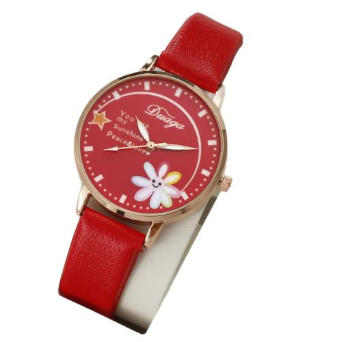 Women Wrist Watch, Alloy, with Faux Leather & Glass & 304 Stainless Steel, plated, fashion jewelry & for woman, more colors for choice, Length:24 cm, Sold By PC
