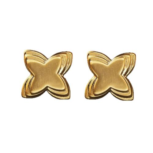 Brass Stud Earring, Four Leaf Clover, plated, fashion jewelry & brushed & for woman, more colors for choice, Sold By Pair
