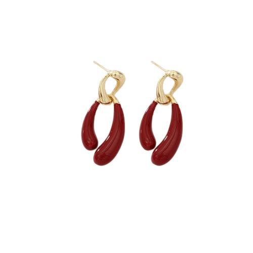 Brass Drop Earring, real gold plated, fashion jewelry & for woman & enamel, Sold By Pair