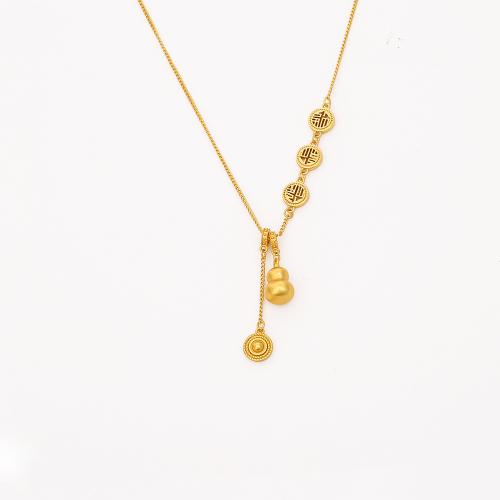 Brass Necklace, Calabash, sang gold plated, fashion jewelry & for woman, Sold By PC