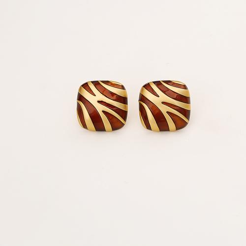 Brass Stud Earring, plated, different styles for choice & for woman & enamel, more colors for choice, Sold By Pair