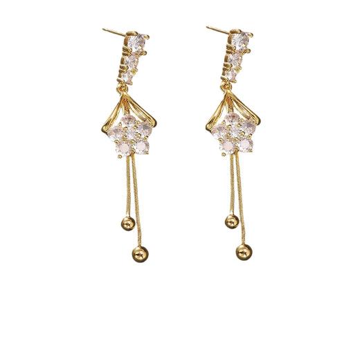 Cubic Zirconia Micro Pave Brass Earring, real gold plated, different styles for choice & micro pave cubic zirconia & for woman, Sold By Pair