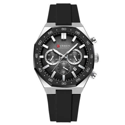 Tibetan Style Watch Bracelet, with Glass & Silicone, plated, Life water resistant & with single calendar & for man & luminated, more colors for choice, 240x20mm, Sold By PC