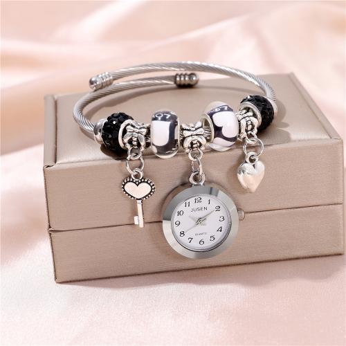 Women Watch Bracelet, Alloy, with Glass & 304 Stainless Steel, plated, fashion jewelry & for woman & enamel & with rhinestone, more colors for choice, Sold By PC