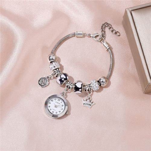 Women Watch Bracelet, Alloy, with Glass & 304 Stainless Steel, plated, fashion jewelry & for woman & enamel & with rhinestone, more colors for choice, Sold By PC