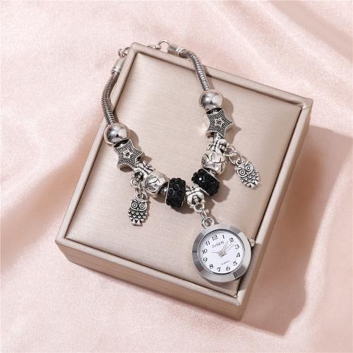 Women Watch Bracelet, Alloy, with Glass & 304 Stainless Steel, plated, fashion jewelry & for woman & with rhinestone, more colors for choice, Sold By PC