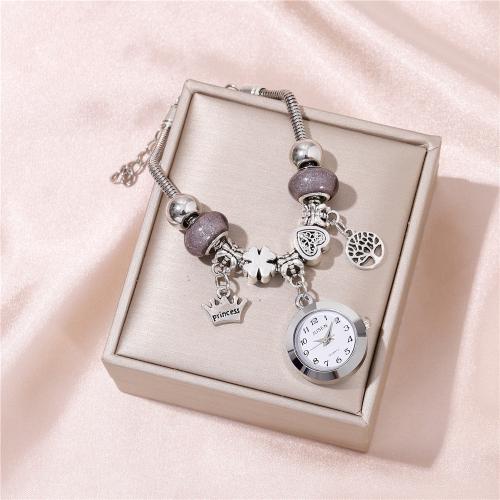 Women Watch Bracelet, Alloy, with Glass & 304 Stainless Steel, plated, fashion jewelry & for woman, more colors for choice, Sold By PC