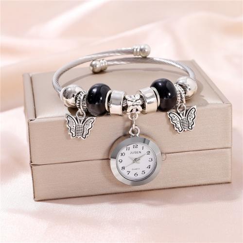 Women Watch Bracelet, Alloy, with Glass & Resin & 304 Stainless Steel, plated, fashion jewelry & for woman, more colors for choice, Sold By PC