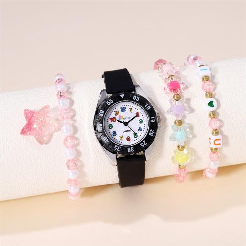 Fashion Children Watch, Alloy, with Glass & Silicone & Resin & 304 Stainless Steel, plated, fashion jewelry & for children, more colors for choice, Sold By PC