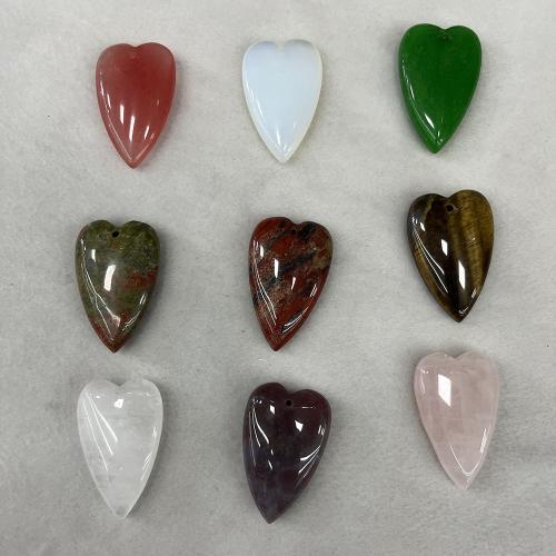 Gemstone Pendants Jewelry, Natural Stone, Heart, DIY & different materials for choice, 25x40mm, Sold By PC