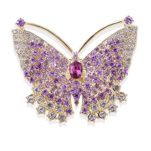 Rhinestone Brooch, Tibetan Style, Butterfly, plated, fashion jewelry & for woman & with rhinestone, more colors for choice, Sold By PC