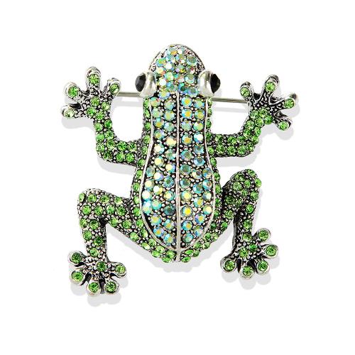 Rhinestone Brooch, Tibetan Style, Frog, plated, fashion jewelry & Unisex & with rhinestone, Sold By PC