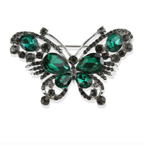 Rhinestone Brooch, Tibetan Style, Butterfly, plated, Unisex & with rhinestone & hollow, more colors for choice, Sold By PC