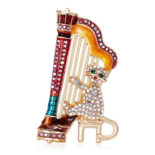 Rhinestone Brooch, Tibetan Style, plated, for woman & enamel & with rhinestone & hollow, Sold By PC