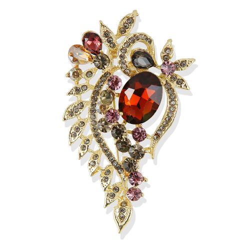 Rhinestone Brooch, Tibetan Style, plated, for woman & with rhinestone & hollow, Sold By PC